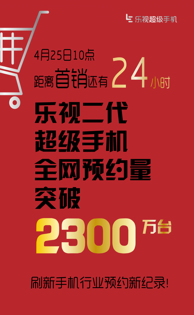 2300万，第二代乐视超级手机创行业预约新纪录