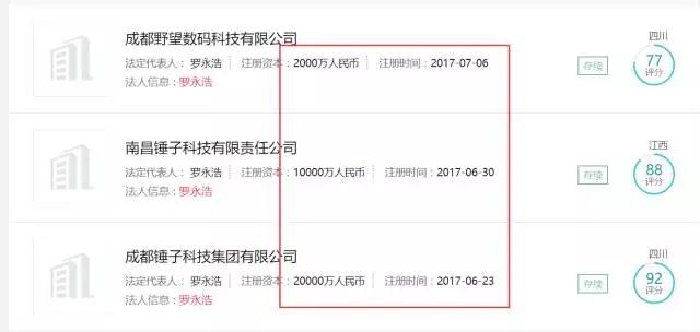 成都市政府6亿元领投锤子，难怪罗永浩在成都成立了2家新公司