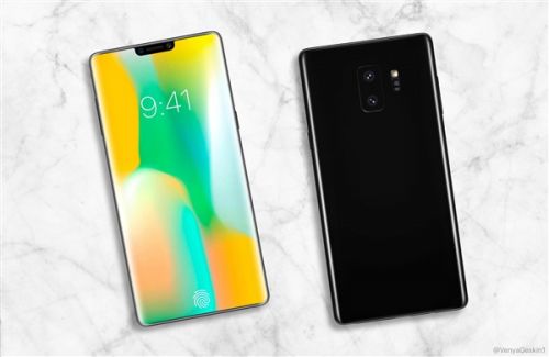 三星Note10渲染图曝光 采用刘海屏及屏下指纹识别设计