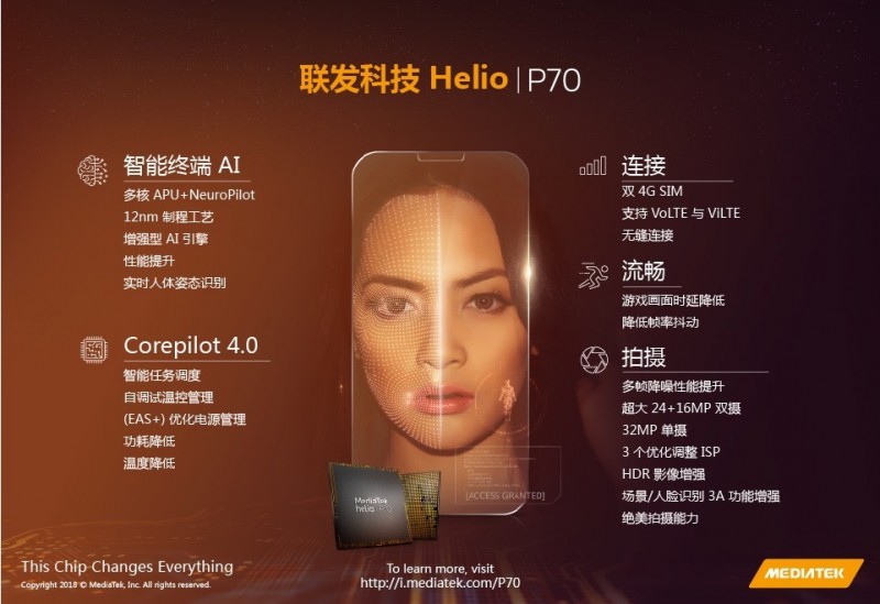 联发科Helio P70芯片发布：效能提升13%